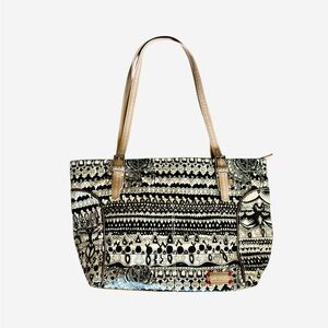 Sakroots by The Sak Artist Circle Medium Satchel Black and Cream Tote Bag